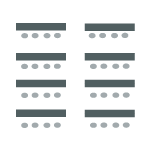 4 rows of tables with 32 chairs facing front, with center aisle.