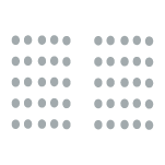 5 rows of 10 chairs, having 5 chairs on each side of a center aisle. 