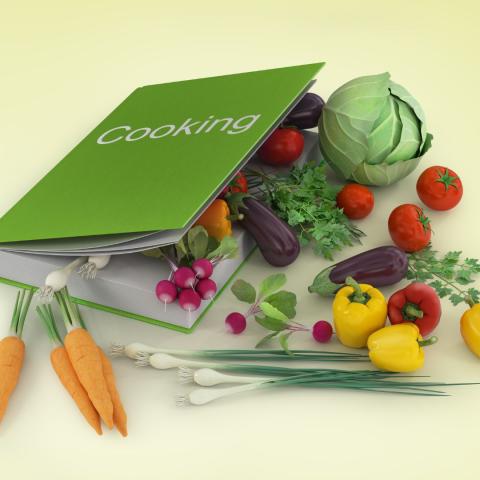 cookbook and ingredients
