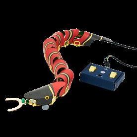 a red snake robot and its controller 