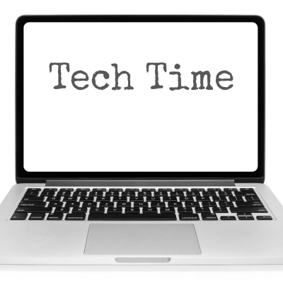 Laptop with Tech Time on screen