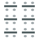 6 tables with 4 chairs at each (2 on each side of each table)