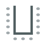 Tables in a U shape with chairs around